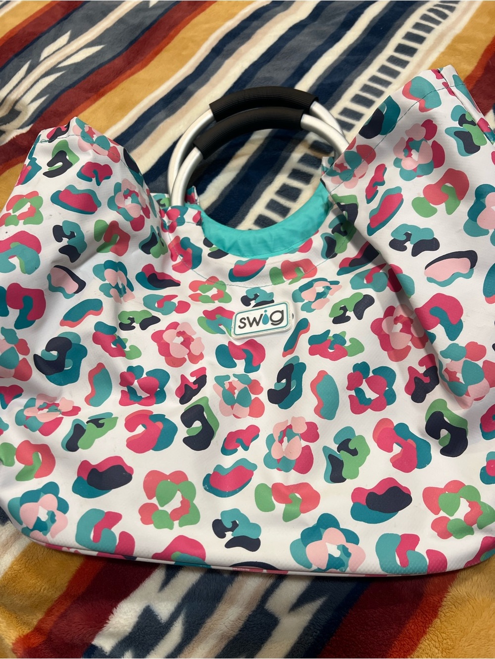 Swig Printed Tote Bag in Multicolor Leopard